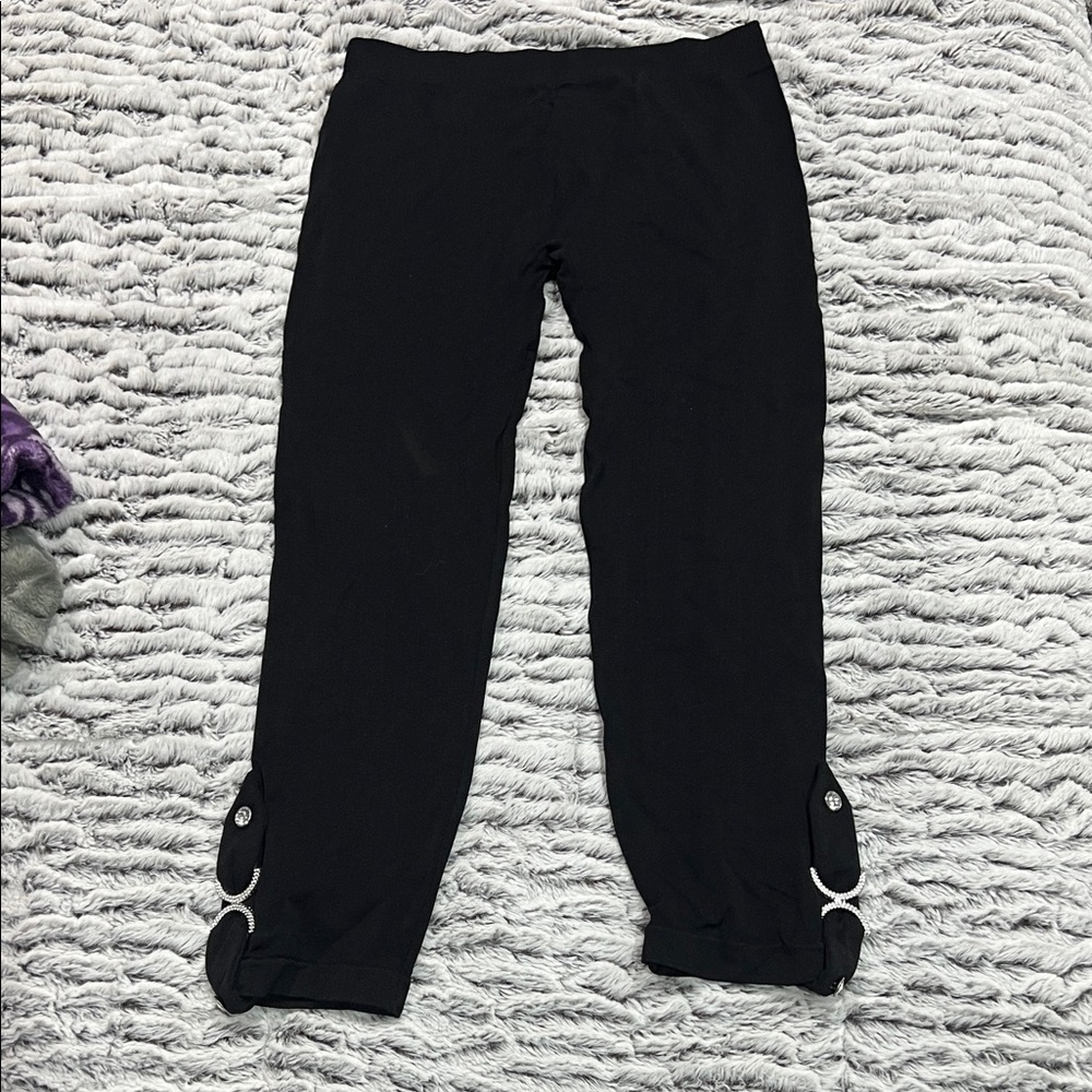 Black Ankle Button Detail Pants